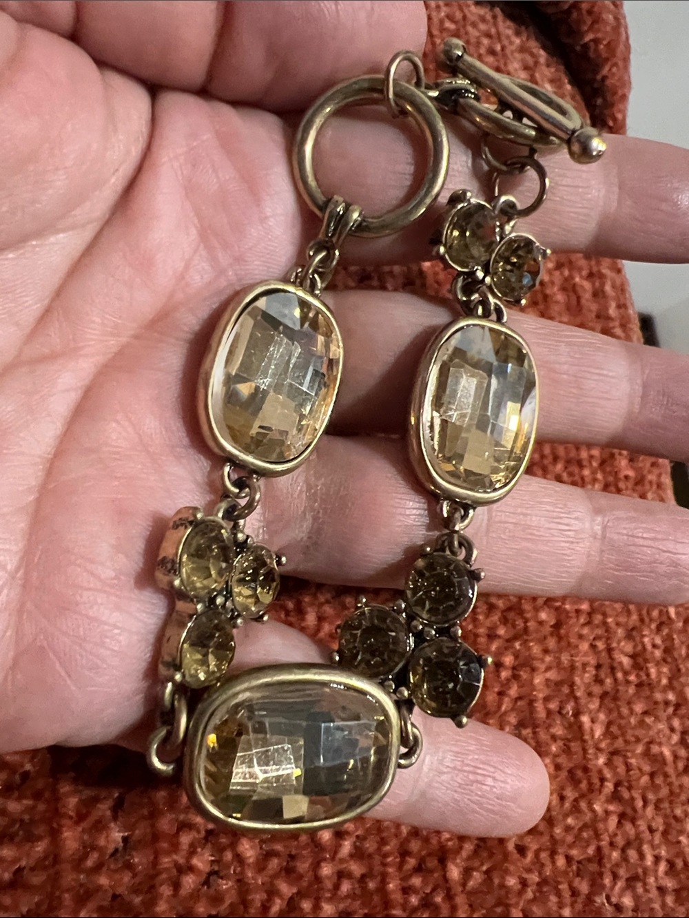 Gold-Tone Bracelet with Champagne Crystal Accents